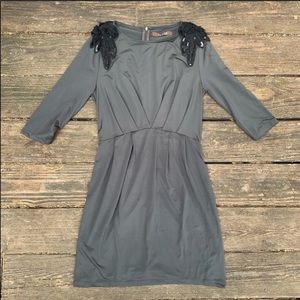 Karlie pleated gathered sequin shoulder dress